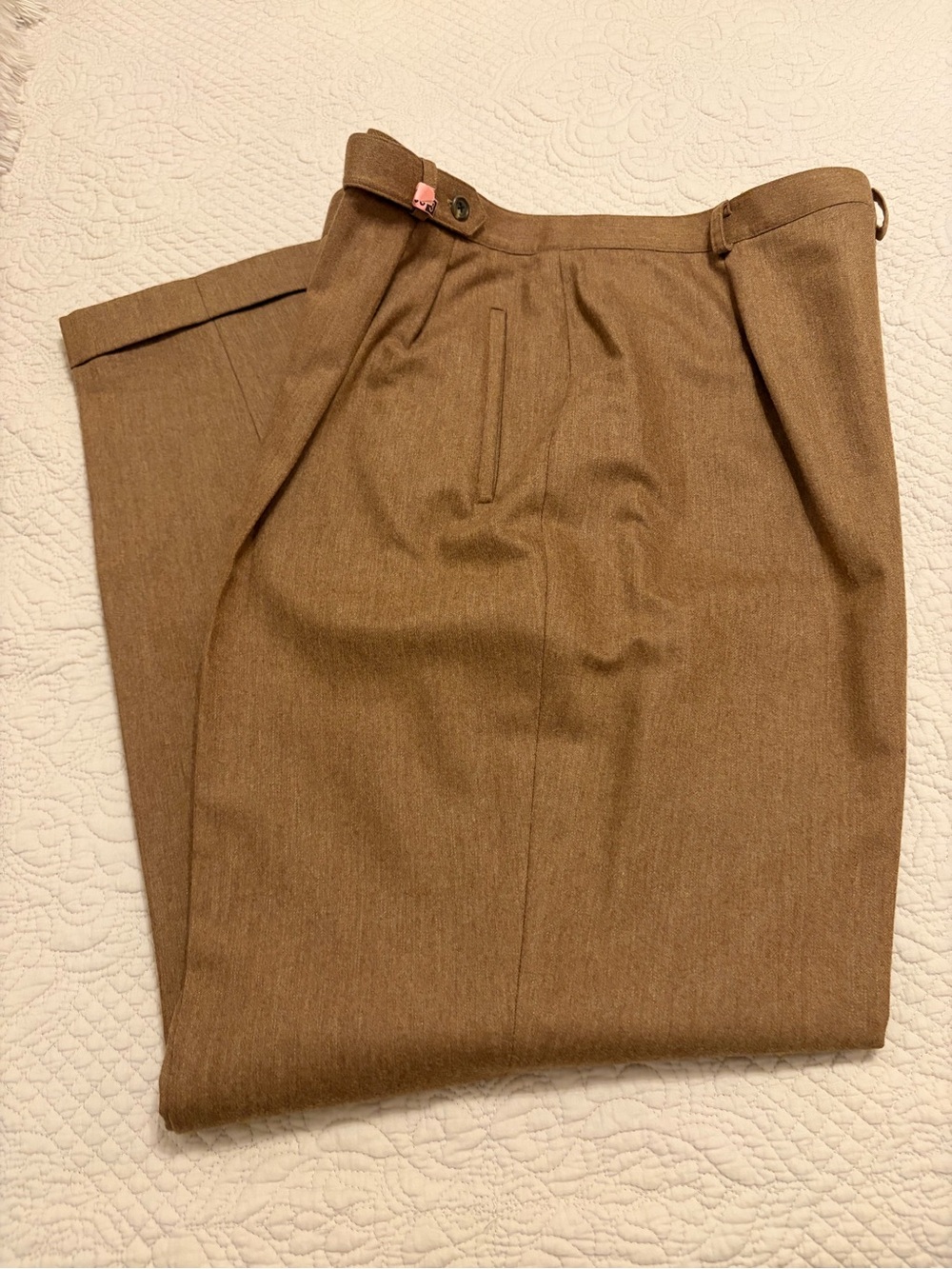 Lauren Ralph Lauren  Women’s  100% Worsted Wool Pleated Cuffed Pants Brown Sz 16 - Picture 2 of 5